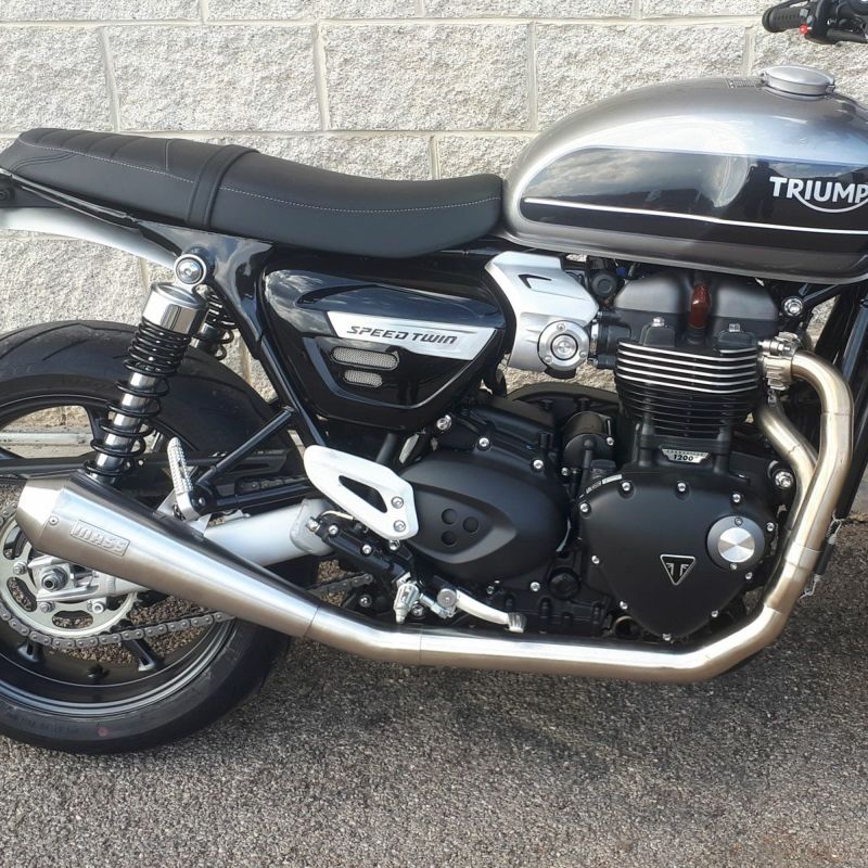 トライアンフ スピードツイン Trombレトロ ステンレス2in1 フルエキゾーストマフラー ポリッシュ(レーシング) MASS Exhaust |  バイクカスタムパーツ専門店 モトパーツ(MOTO PARTS)