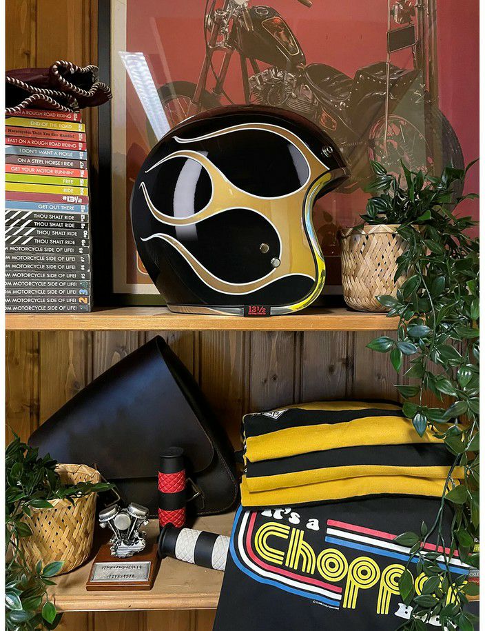 Roeg x 13-1/2 ジェットヘルメット ファイヤーパターン ゴールド