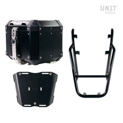 トライアンフ スピード400/スクランブラー400X  アトラス アルミトップケース ブラック 36L +リアラゲッジラック アトラス取付台座ブラック付  UNIT GARAGE