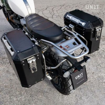 トライアンフ スピード400/スクランブラー400X アトラスアルミパニアケース40/34L ブラックサイドフレーム 左右セット UNIT GARAGE