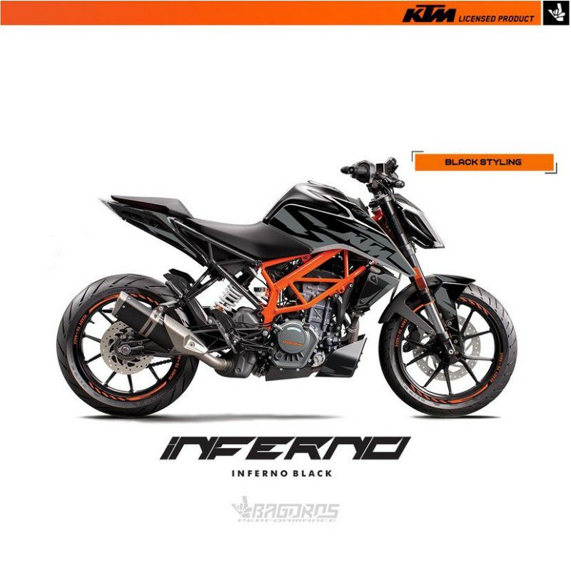 KTM デューク 125/200/250/390 17-23 ステッカーキット INFERNO ブラック BAGOROS(バゴロス) |  バイクカスタムパーツ専門店 モトパーツ(MOTO PARTS)