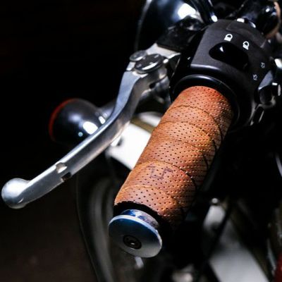 TRIP MACHINE(トリップマシン) グリップラップ グリップバンテージ レザー タバコブラウン（穴あき） 汎用