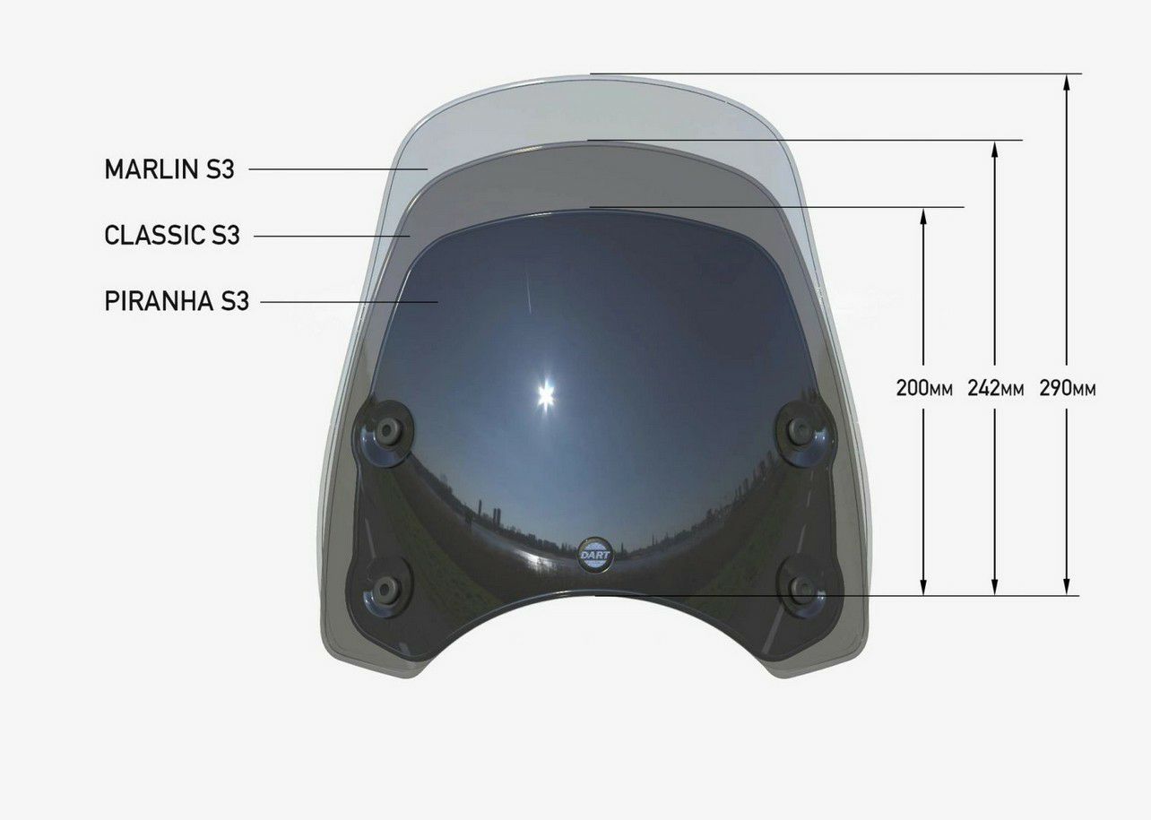 XSR900 2016～2021 スクリーン ピラニアS3 ブラック DART FLYSCREEN