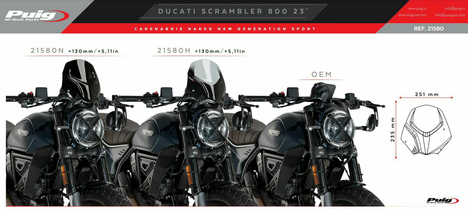 PUIG スポーツスクリーン New Generation ダークスモーク DUCATI