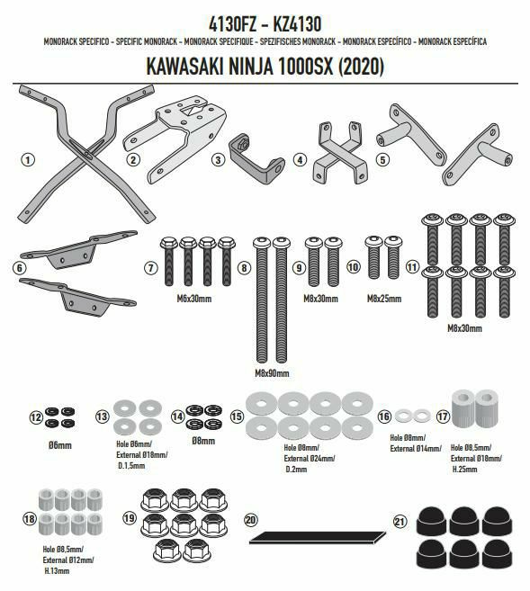 GIVI リアラックアーム KAWASAKI NINJA1100SX (25) / NINJA1000SX (20-24)
