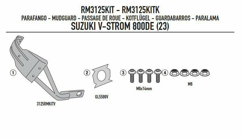 GIVI 汎用スプラッシュガード(RM02)装着用マウンティングキット SUZUKI