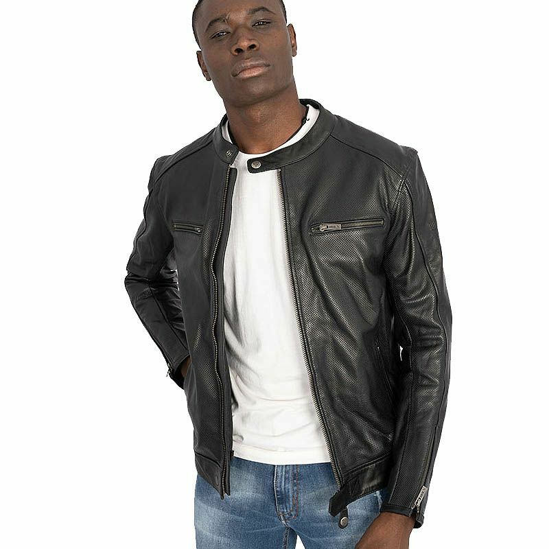 STREET MAN パンチングレザー バイクジャケット ブラック By City