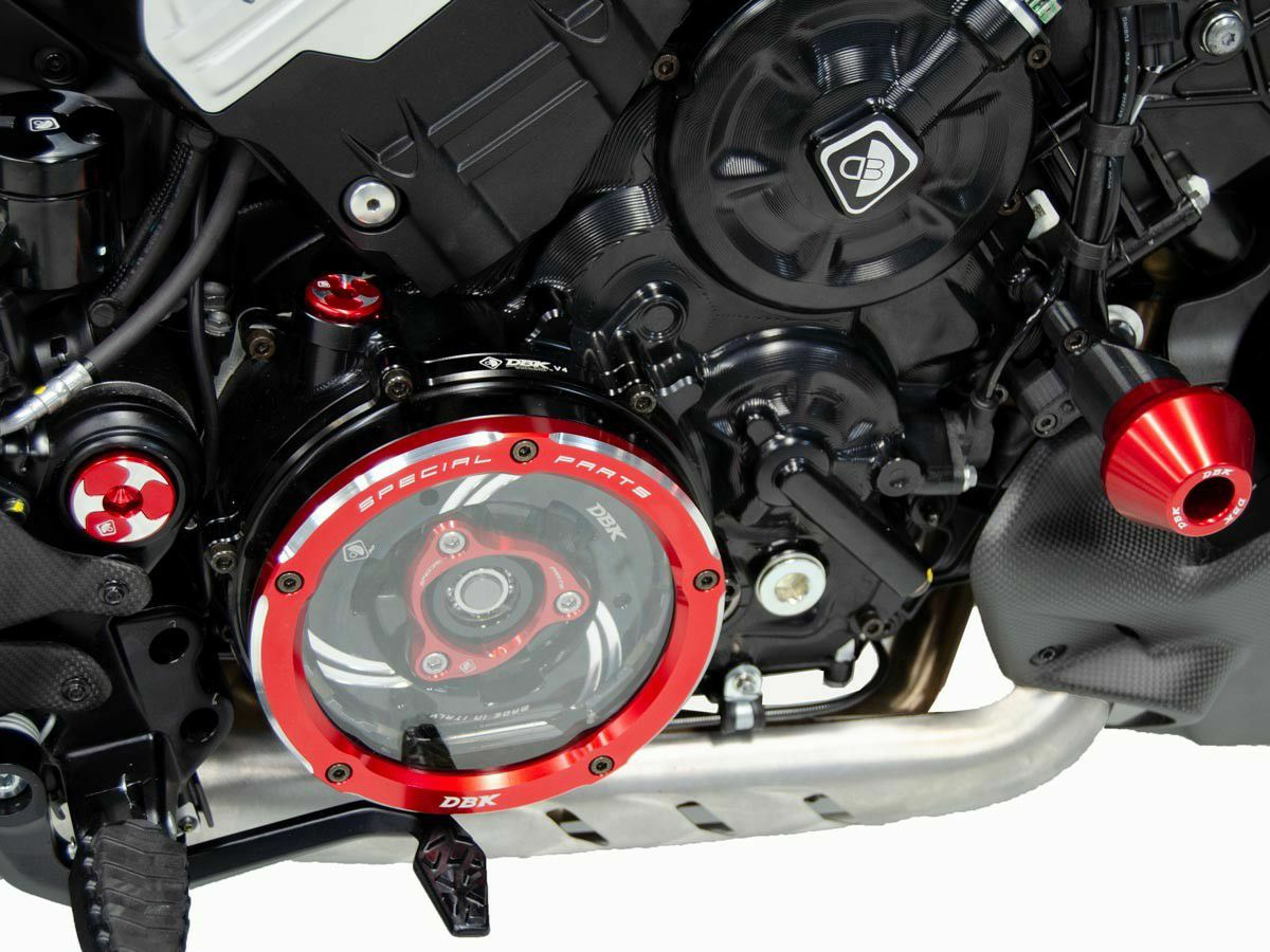送料無料 STM アルミ ビレット クラッチカバー：レッド DUCATI 1098 