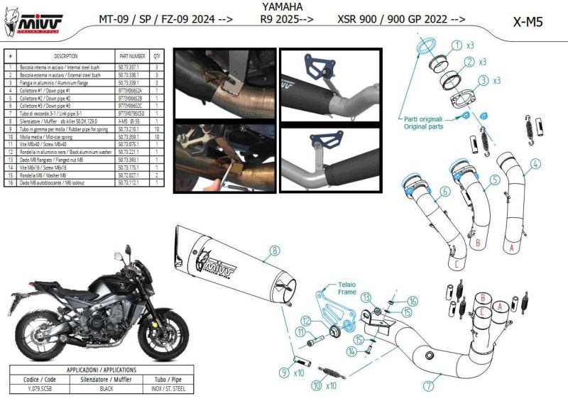 YAMAHA YZF-R9 (2025-) / MT-09 (2024-) フルエキゾーストマフラー X